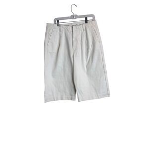 Pilcro Bermuda Shorts Womens 32 White Twill Pleated Front Relaxed Fit Casual